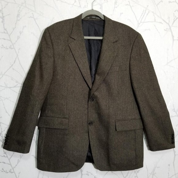 Paul Rosen Brown Herringbone 100% Cashmere Blazer - Picture 1 of 4